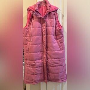 NEW Pink LONG Quilted Women's Vest Light Weight Not Bulky Side Zippers Sz 1X.